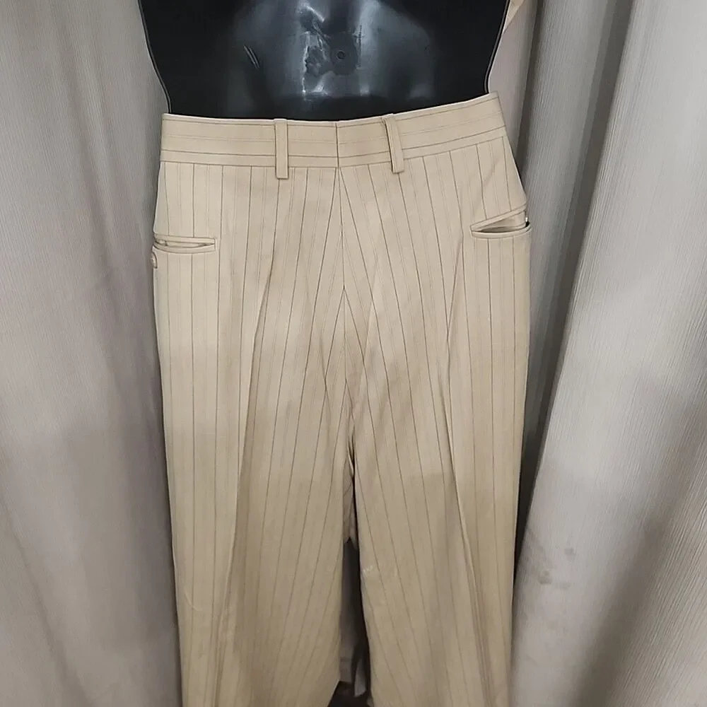 Suit Soprano Men's Tan 3 Piece 2XL-54L / 49L Pleated Front Pants Poly/Viscose